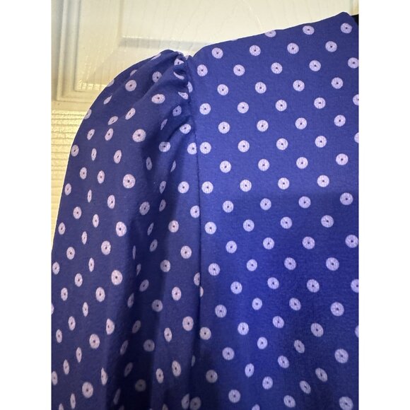 Area Stars Midi Dress XS Extra Small Blue Purple Dot Long Sleeve Tiered NEW - Picture 10 of 15